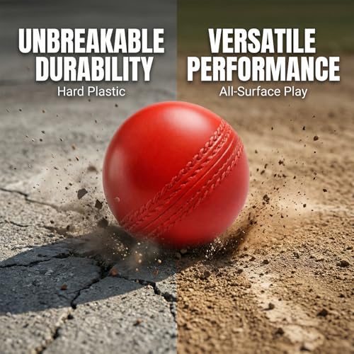 Kizlo 80gm Heavy Plastic Cricket Training Ball | Hard Plastic Practice Ball for Bowling, Batting & Bounce Drills | Indoor Outdoor Cricket Ball for Nets & Ground | Red, Set of 12 - Image 4