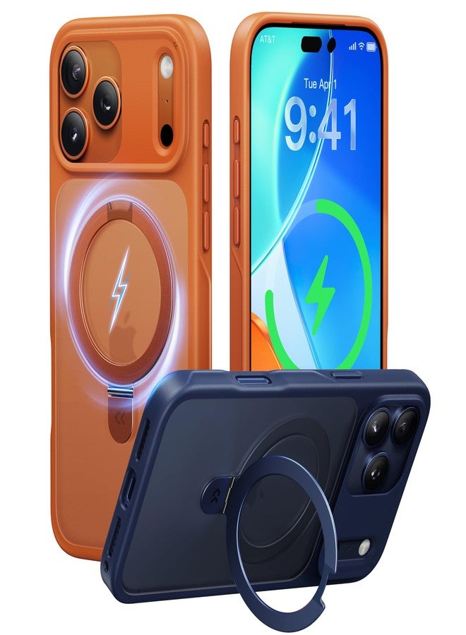 جراب CASEKOO [Cosmic Orange] لهاتف iPhone 17 Pro Max مع حامل مغناطيسي حلقي [حماية عسكرية ضد السقوط] [متوافق مع MagSafe] غطاء هاتف نحيف غير لامع وشفاف مقاوم للصدمات لهاتف iPhone 17 Pro Max مقاس 6.9 بوصة - Image 1