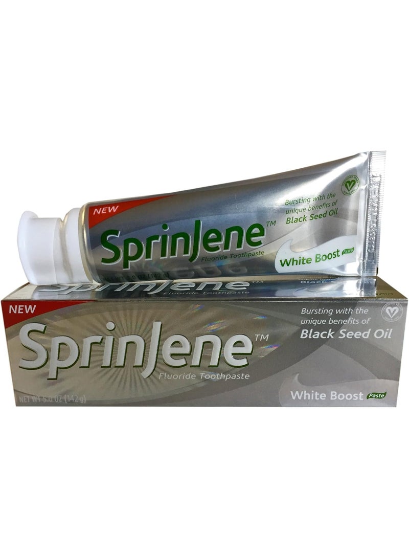 سبرين جين سبرينجين معجون تبييض الأسنان وايت بوست – بنكهة النعناع – يحتوي على زيت الحبة السوداء والزنك – 5 أوقية - Image 1