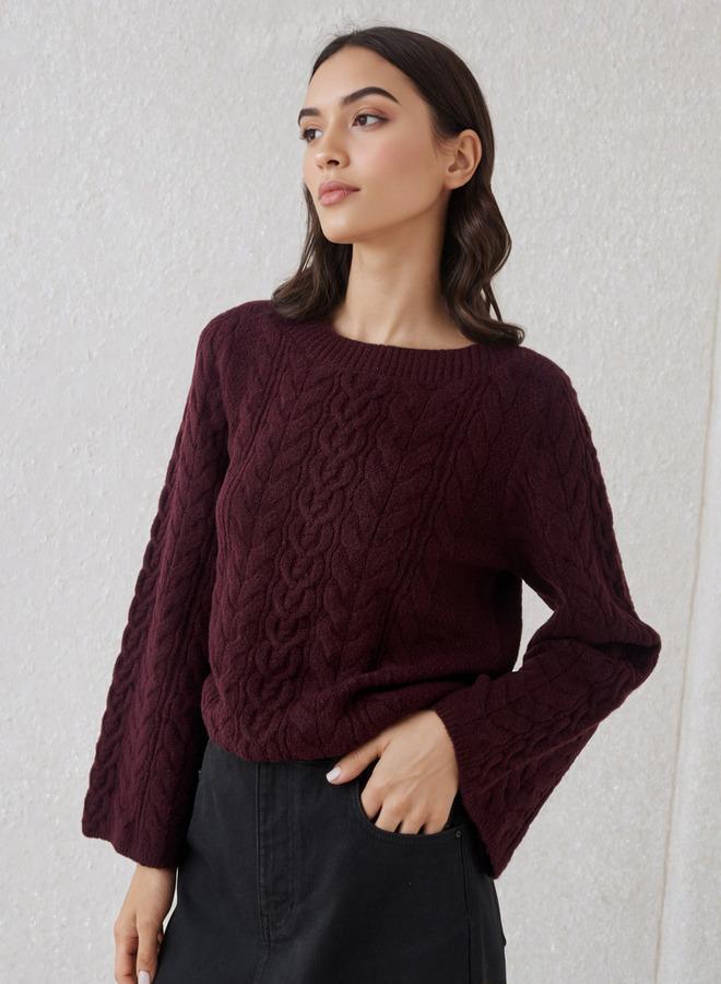 Iconic Regular Fit Cable Knit Crew Neck Sweater - Image 1