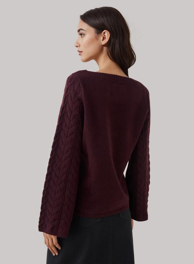 Iconic Regular Fit Cable Knit Crew Neck Sweater - Image 3