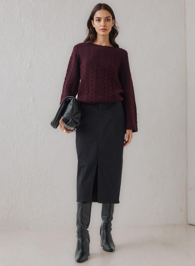 Iconic Regular Fit Cable Knit Crew Neck Sweater - Image 2