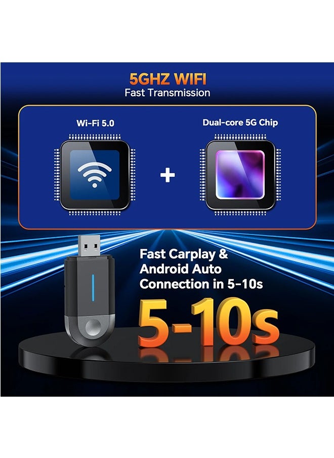 Demine Wireless CarPlay Apple CarPlay & Android Auto Car Adapter, with WiFi Bluetooth Plug and Play Converts Wired to Wireless  - Image 5