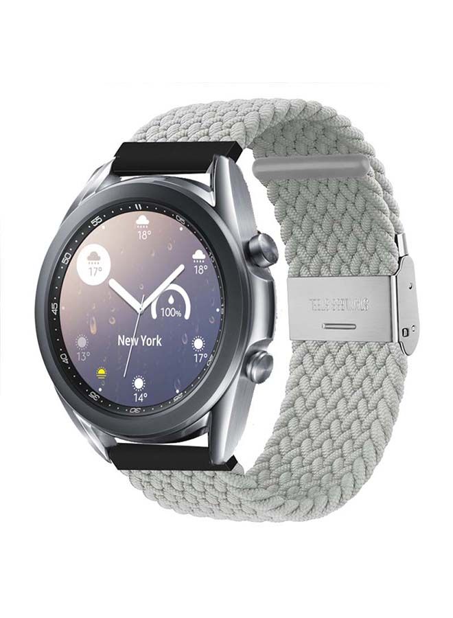 NIBEMINENT Adjustable Braided Solo Loop Band For Samsung Galaxy Watch 3 Pearl White  - Image 2