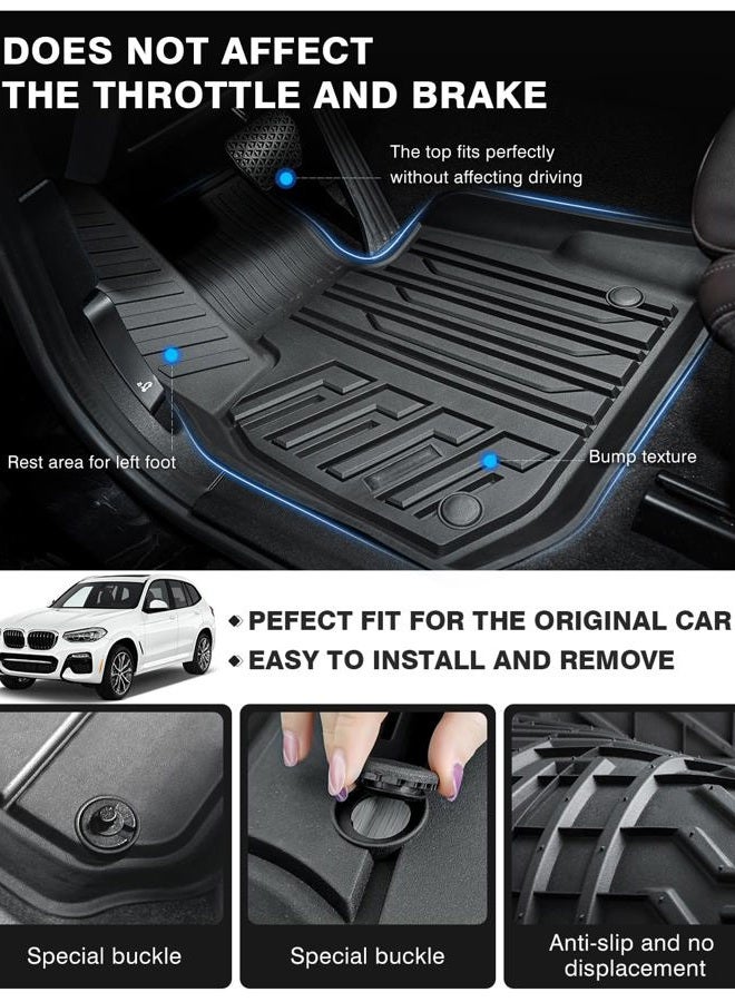 Powerty حصائر أرضية متوافقة مع BMW X3 X4 2018 2019 2020 2021 2022 2023 مجموعة بطانة صفين لجميع الطرازات حصائر سيارات TPE ثلاثية الأبعاد مخصصة لجميع الأحوال الجوية - Image 4