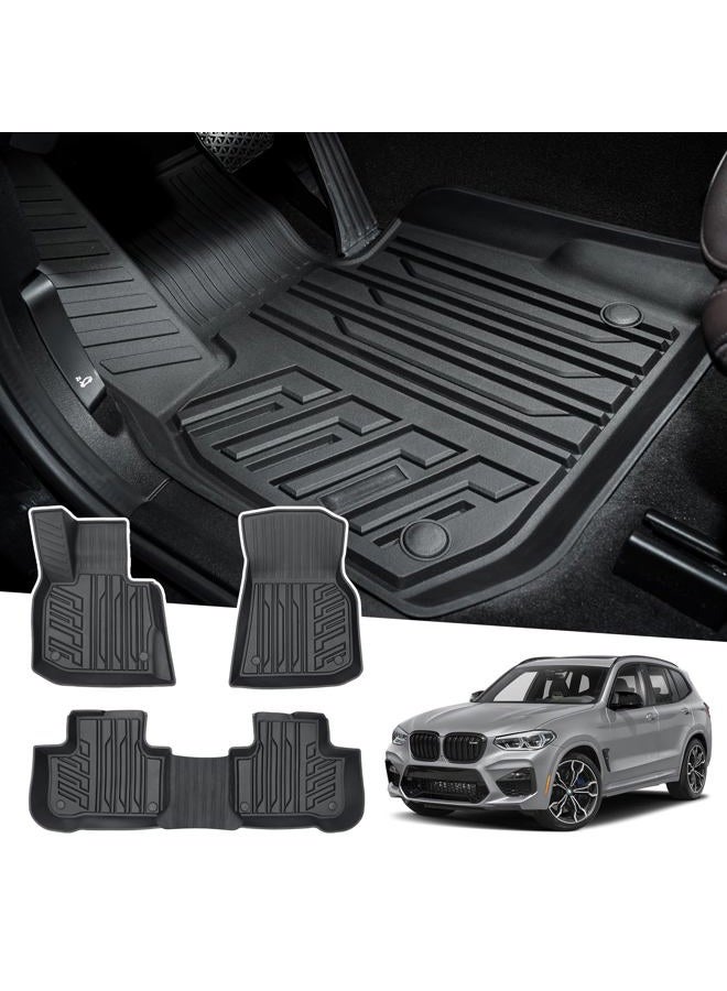 Powerty حصائر أرضية متوافقة مع BMW X3 X4 2018 2019 2020 2021 2022 2023 مجموعة بطانة صفين لجميع الطرازات حصائر سيارات TPE ثلاثية الأبعاد مخصصة لجميع الأحوال الجوية - Image 1