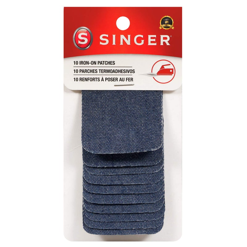 SINGER 00092 Iron-On Denim Patches, 2-Inch x 3-Inch, 10-Count, - Image 1