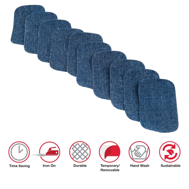 SINGER 00092 Iron-On Denim Patches, 2-Inch x 3-Inch, 10-Count, - Image 2