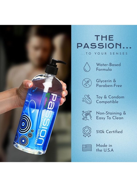 passion lubes natural water based lubricant Liquid Passion Natural Water-Based Personal Lube, pH Friendly,  Fragrance-Free & Hydrating, Safe for Toys & Condoms – Made in USA, 8 Fl Oz