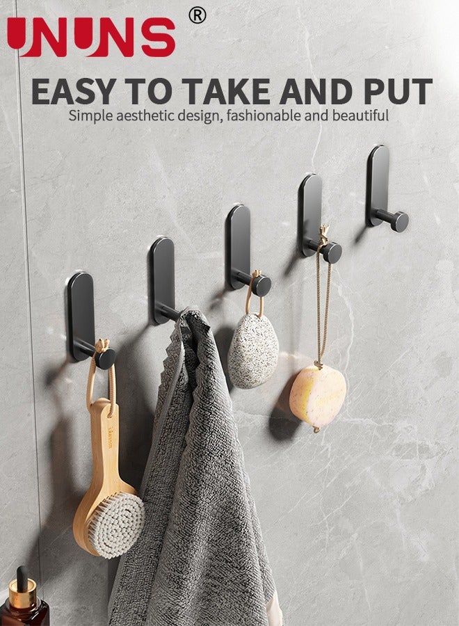UNUNS 6-Piece Self Adhesive Hook,Gun Grey Towel Hooks Stick On Bathroom Or Kitchen,Space Aluminum,Wall Hooks Self Adhesive Hooks - Image 4