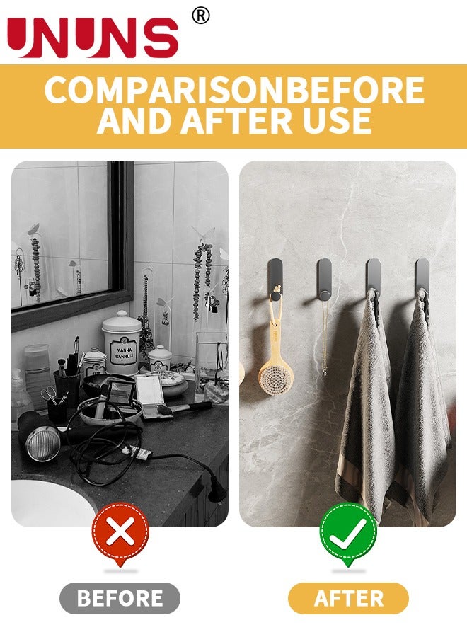 UNUNS 6-Piece Self Adhesive Hook,Gun Grey Towel Hooks Stick On Bathroom Or Kitchen,Space Aluminum,Wall Hooks Self Adhesive Hooks - Image 3