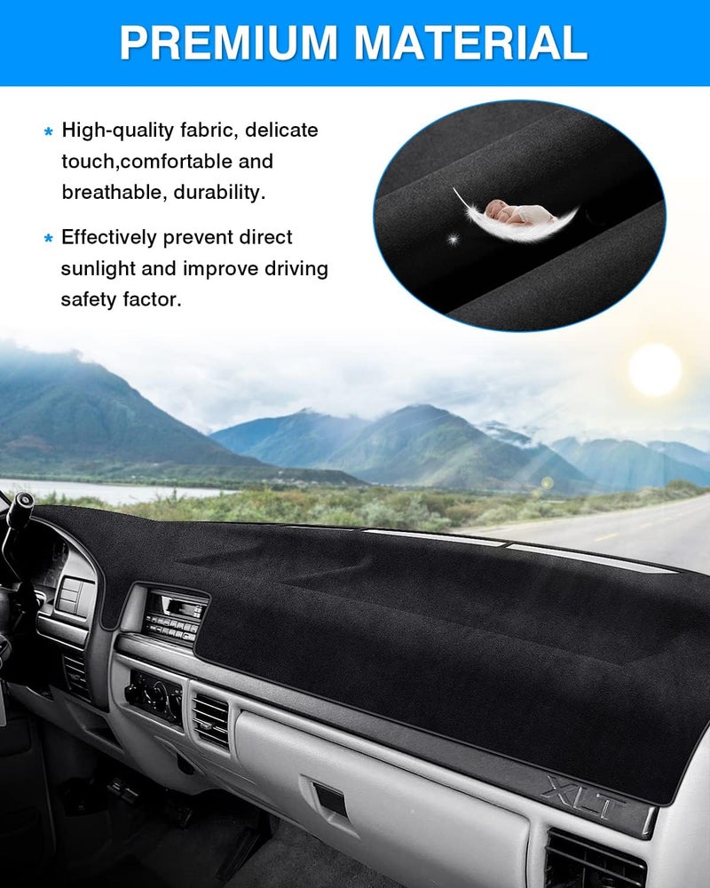 Autorder Dashboard Cover Mat for 1992-1996 Ford F150 F250 F350 Accessories Dash Cover Flannel Dash Mat Sunshade Glare UV Rays Protector - Image 4