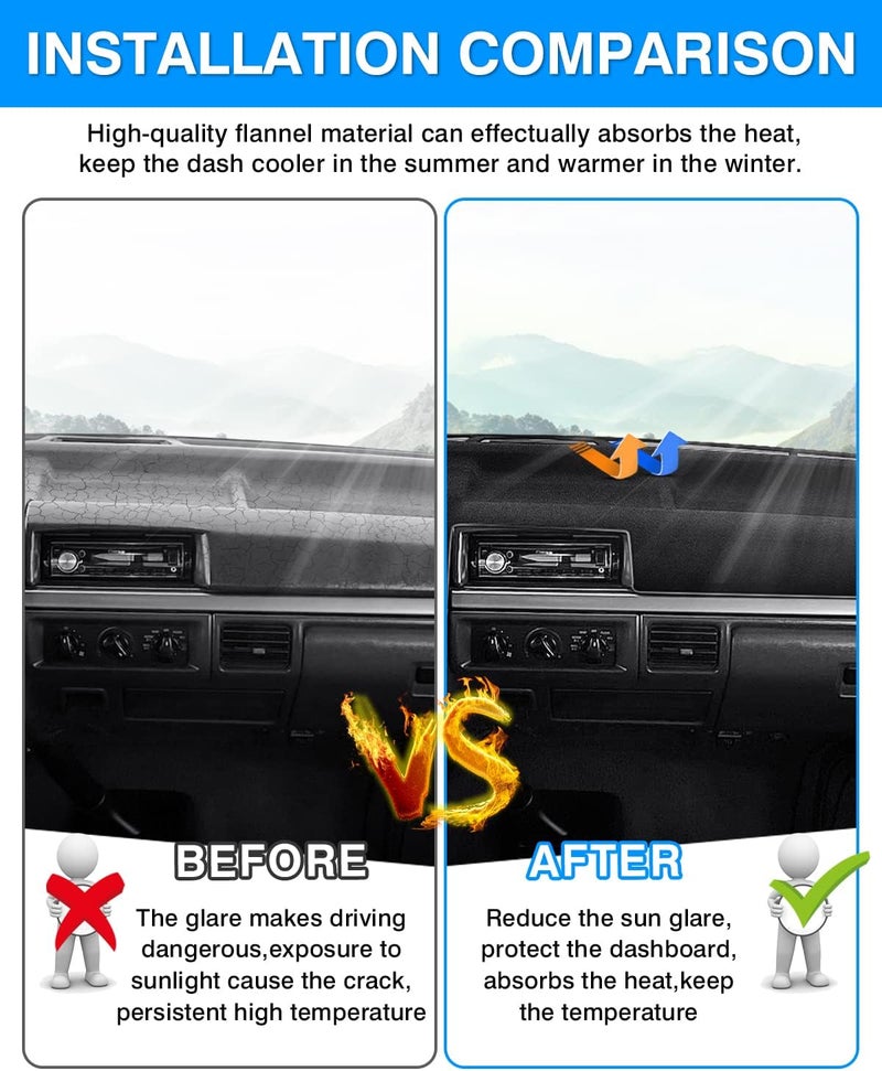 Autorder Dashboard Cover Mat for 1992-1996 Ford F150 F250 F350 Accessories Dash Cover Flannel Dash Mat Sunshade Glare UV Rays Protector - Image 3
