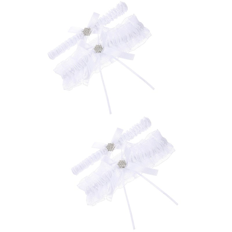4 pcs Women Garters Wedding Bridal Thigh Garters Delicate Lace Leg Bands - Image 1