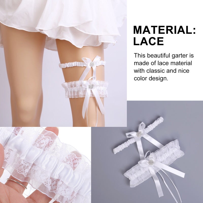4 pcs Women Garters Wedding Bridal Thigh Garters Delicate Lace Leg Bands - Image 2