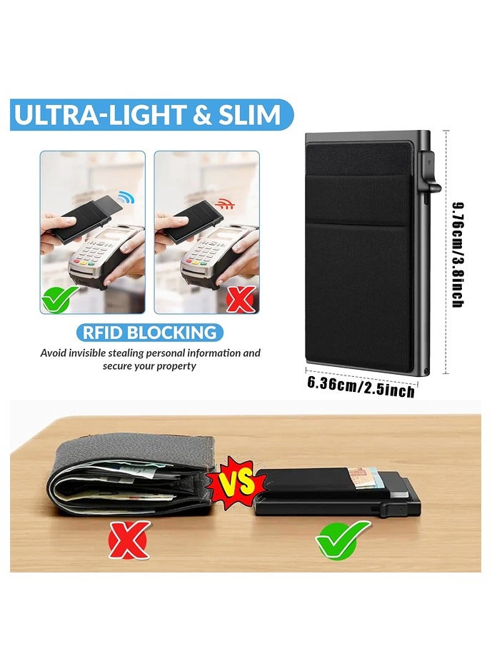 محفظة رفيعة وبسيطة للرجال، محفظة مانعة لتقنية تحديد الهوية بموجات الراديو، سهولة الوصول إلى البطاقات المنبثقة - Image 2