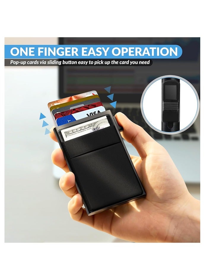 محفظة رفيعة وبسيطة للرجال، محفظة مانعة لتقنية تحديد الهوية بموجات الراديو، سهولة الوصول إلى البطاقات المنبثقة - Image 3