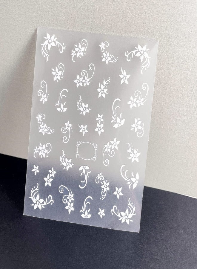 IHUKEIT White Flower Nail Art Decal Stickers for Women Fingernails Acrylic Nails Designs and Nail Decoration Self Adhesive Floret Nail Stickers for Nails Decor (Pack of 6) - Image 5
