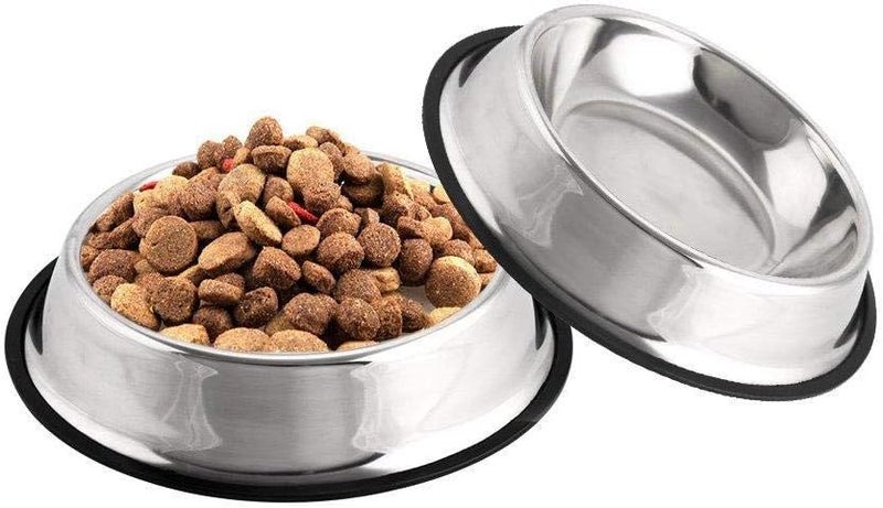 2-Pack Stainless Steel Dog Bowls - No Slip Pet Feeding Bowls with Full Rubber Base for Medium Dogs, Rust Resistant & Dishwasher Safe - Image 2