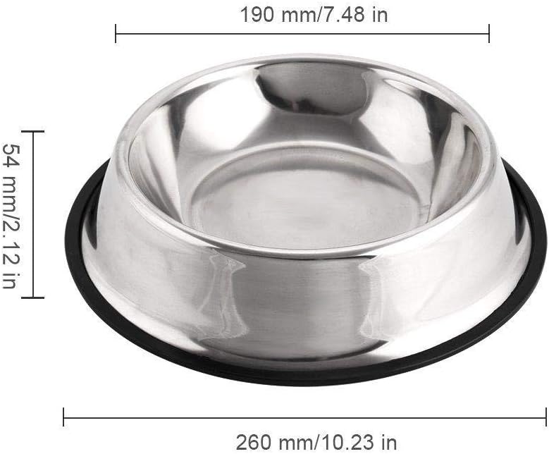 2-Pack Stainless Steel Dog Bowls - No Slip Pet Feeding Bowls with Full Rubber Base for Medium Dogs, Rust Resistant & Dishwasher Safe - Image 3