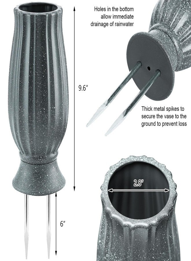Bocola Cemetery Plastic Vase Artificial Flower Fake Flowers Floral Holder Headstones Grave Decorations Human Tombstone Markers with Drain Hole Long Metal Spikes Outdoor Memorials - Image 4