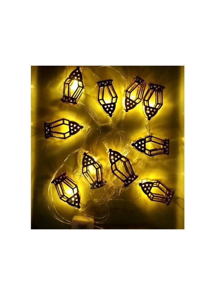 ماركة غير محددة زينة رمضان - فرع نورمعدني لون ذهبي 10 قطع بطول 2.5 متراضاءه ليد صفراء ديكورات رمضان حبل زينه معدني لون ذهبي 10 قطع ديكور رمضان للمنزل والغرف - زينة رمضان للمنزل 2024 (شكل 1) 