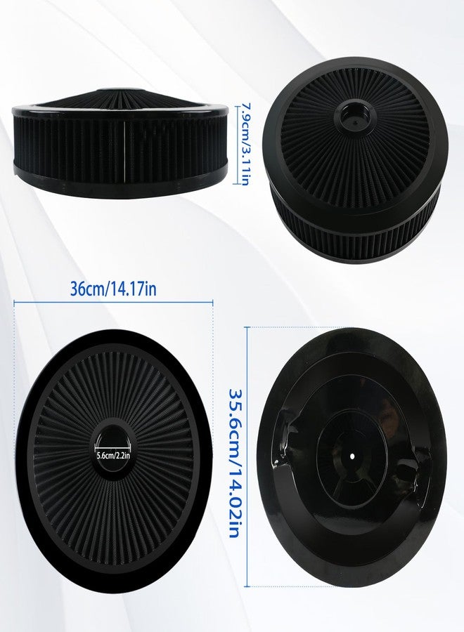 Ryansunoro High Flow 14"x3" Round Air Cleaner filter Kit Compatible with GMC Chevy Ford Chrysler Dodge V8 5-1/8" Carb Neck Chrome Lid, Washable Filter, 4330ABK - Image 5