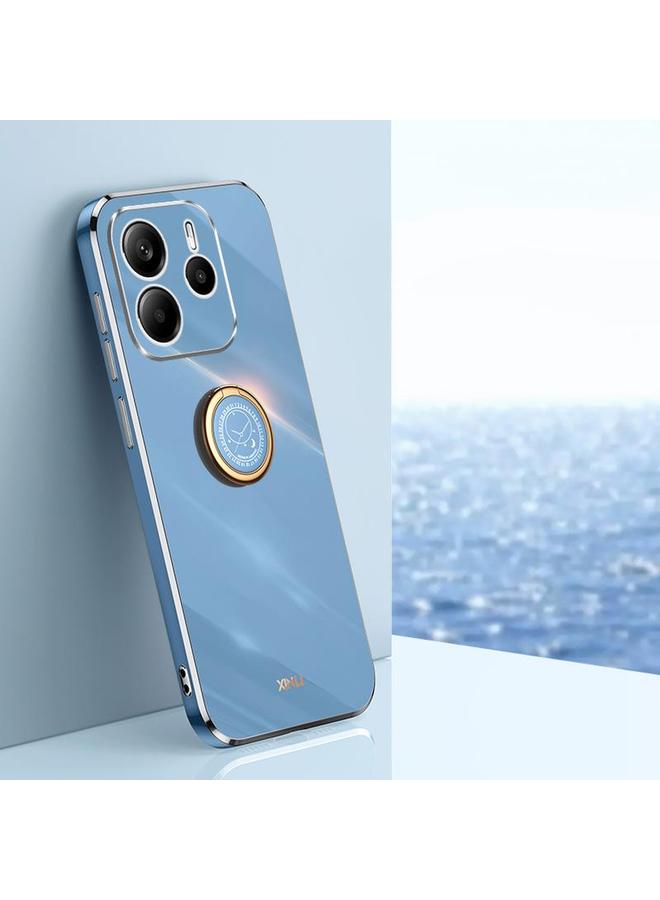 The Bros Case For Redmi Note 14 4G 163.25mm Straight Edge 6D Electroplate TPU Phone Case with Ring Holder