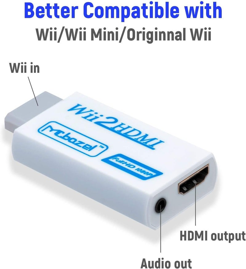 Mcbazel موصل Wii إلى HDMI 1080p 720p مخرج فيديو وصوت 3.5 مم يدعم جميع أوضاع عرض Wii NTSC 480i 480p، PAL 576i - Image 3