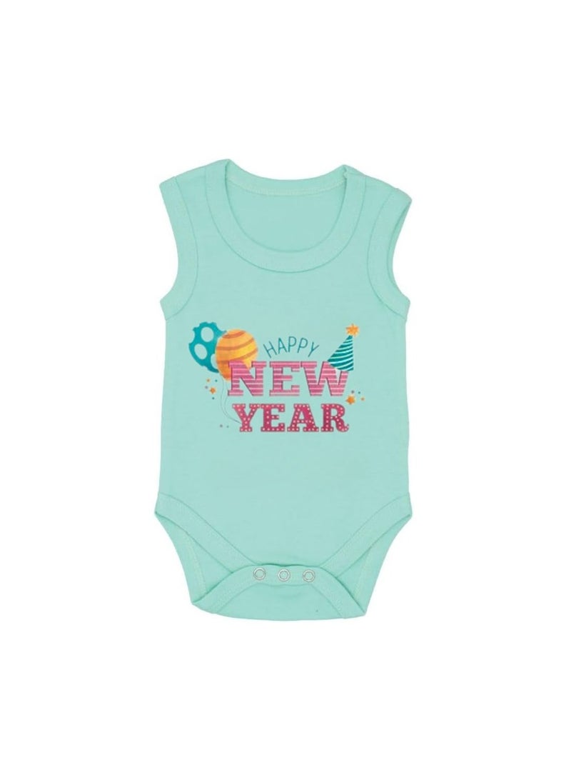 PRINTSHOP4ME Happy New Year Baby Romper-Sleeve Less-Unisex Soft Cotton Baby Bodysuit For New Year-Gift For Newborn Baby And Toddlers-Baby's New Year's Outfit  - Image 1