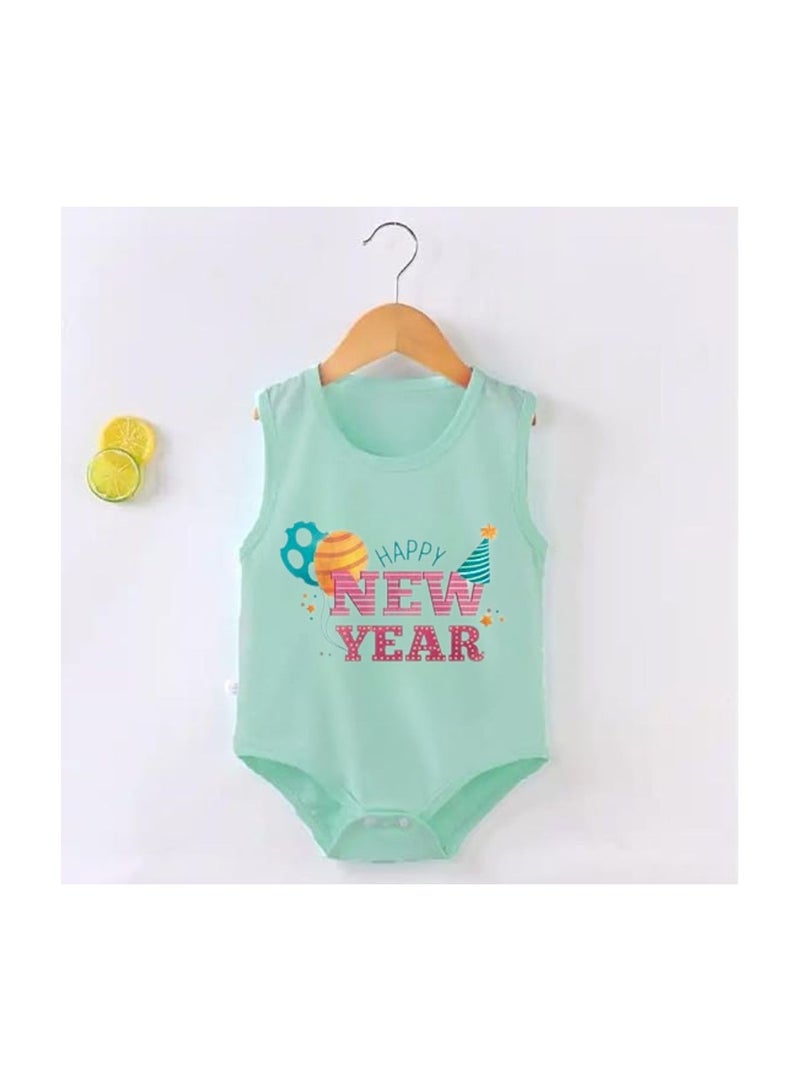 PRINTSHOP4ME Happy New Year Baby Romper-Sleeve Less-Unisex Soft Cotton Baby Bodysuit For New Year-Gift For Newborn Baby And Toddlers-Baby's New Year's Outfit  - Image 2