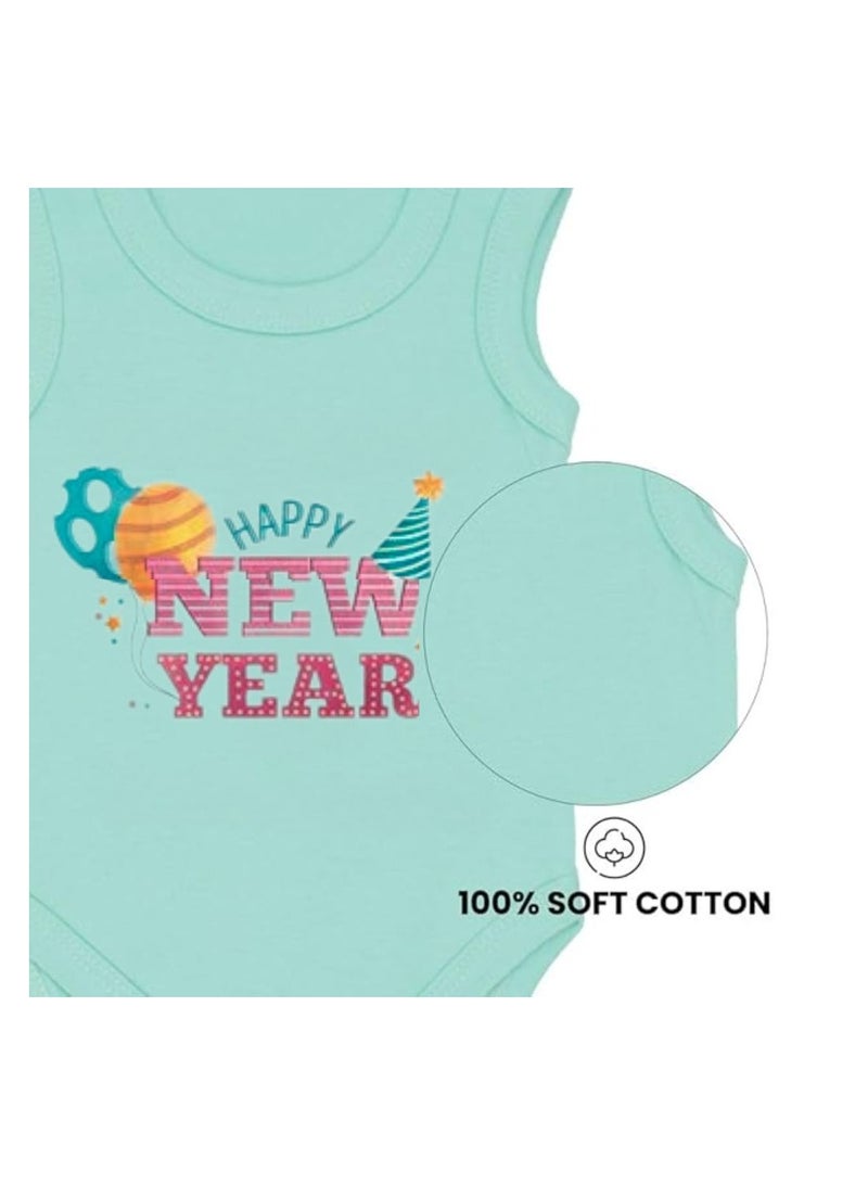 PRINTSHOP4ME Happy New Year Baby Romper-Sleeve Less-Unisex Soft Cotton Baby Bodysuit For New Year-Gift For Newborn Baby And Toddlers-Baby's New Year's Outfit  - Image 3