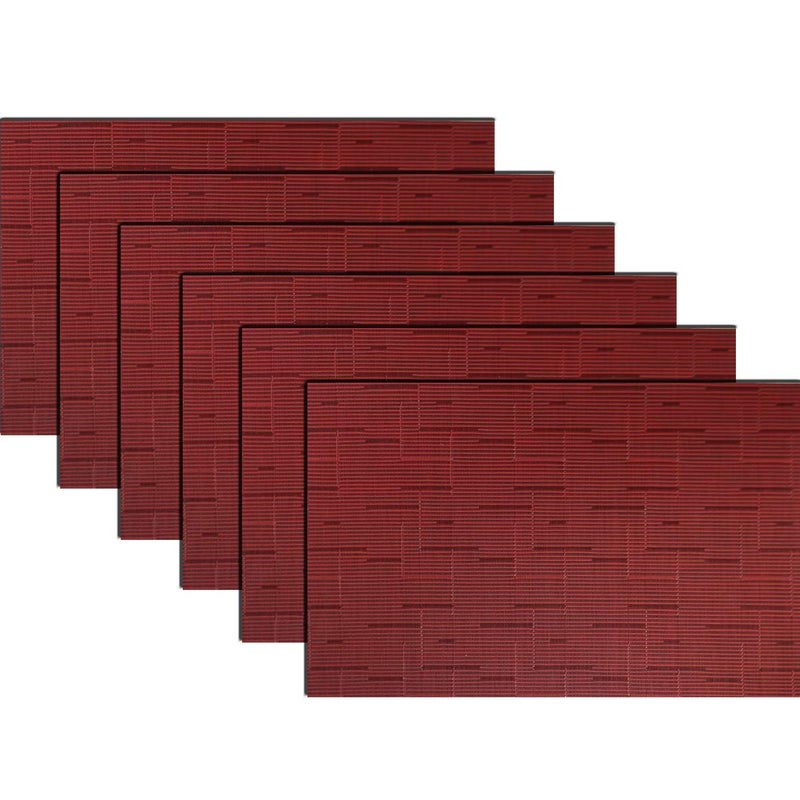 PIGCHCY PlacematsWashable Durable Woven Vinyl Placemats for Dining TableHeat Resistant Plastic Placemats Set of 6 18 x 12 inchesBurgundy Red