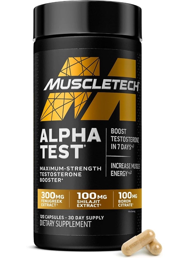 MuscleTech Alpha Test Maximum-Strength Testosterone Booster 120 Capsules - Image 1