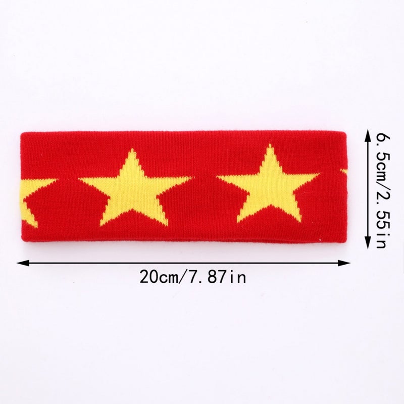 Generic Europe and the United States street personality moon hair belt net red beautiful girl crescent embroidery running, riding yoga sports headband Stars red and yellow