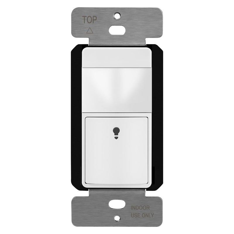 TOPGREENER Motion Sensor Switch, PIR Sensor with Ambient Light Level Detector, Occupancy & Vacancy, No Neutral Wire Required, Ground Wire Required, 5A, 150W LED/CFL, Single Pole, TDOS5-JM, White - Image 1
