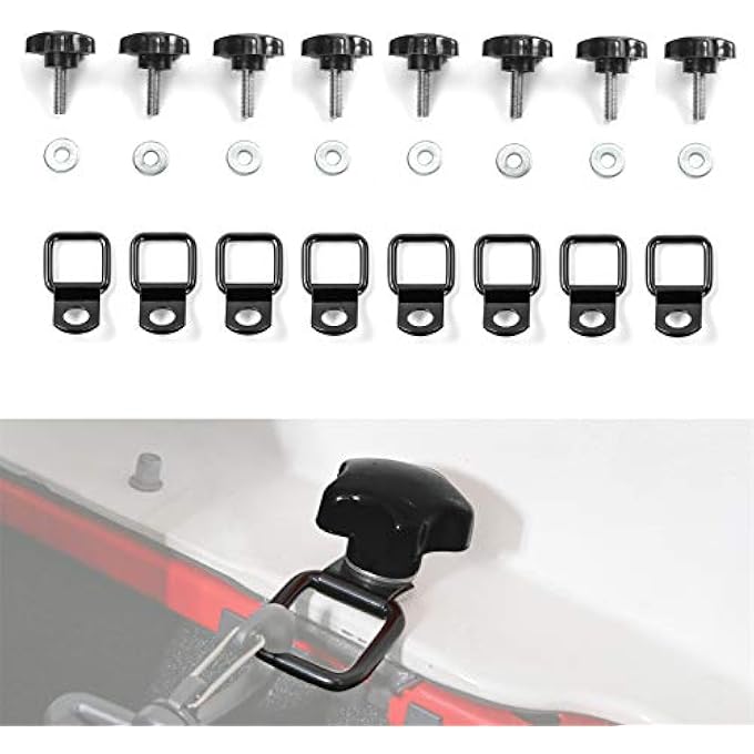 rayihni Hard Top Quick Removal Change Kit fits for Jeep Wrangler YJ JK Sports/Sahara/Freedom/Rubicon X Unlimited 2/4DR 1995-2018 8 Screws + 8 D-Ring, Black Black - Image 2