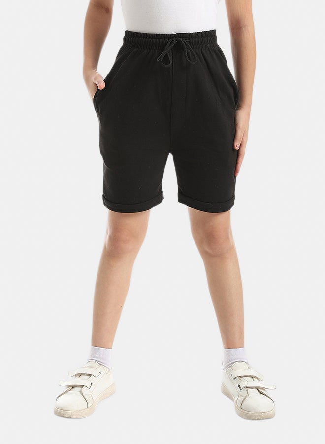 Andora Black Short With Elastic Waist And Drawstrings_Black - Image 1