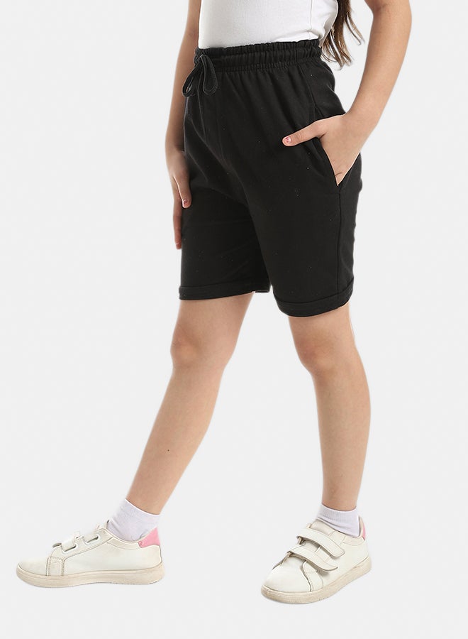 Andora Black Short With Elastic Waist And Drawstrings_Black - Image 2