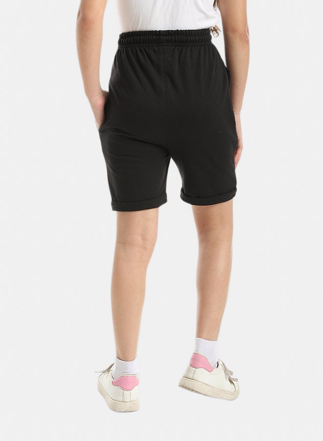 Andora Black Short With Elastic Waist And Drawstrings_Black - Image 3