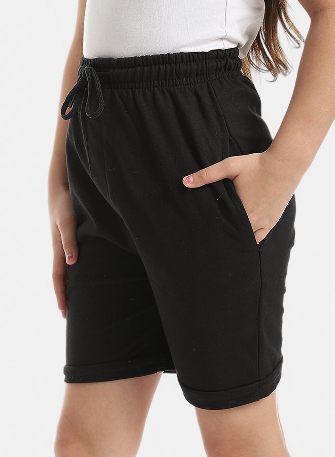Andora Black Short With Elastic Waist And Drawstrings_Black - Image 4