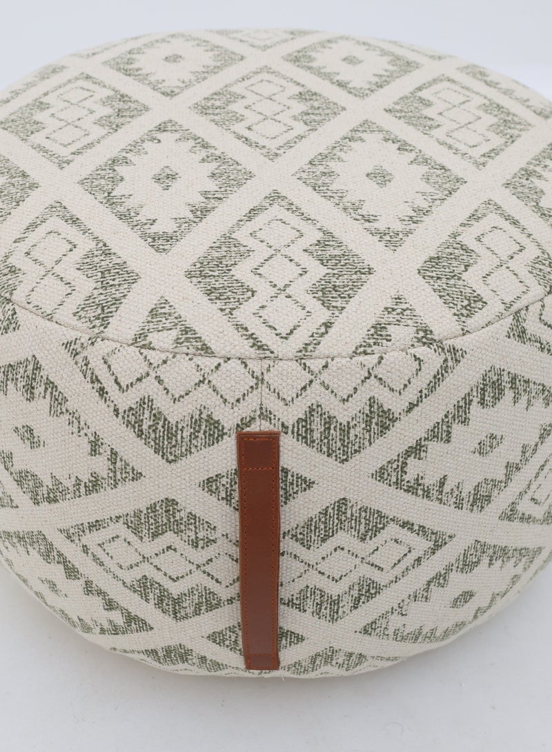 Ramsha Printed grey and white Color home Decor Pouf with handle Cotton seating Pouf– PF-190 pouf for living room  - Image 2