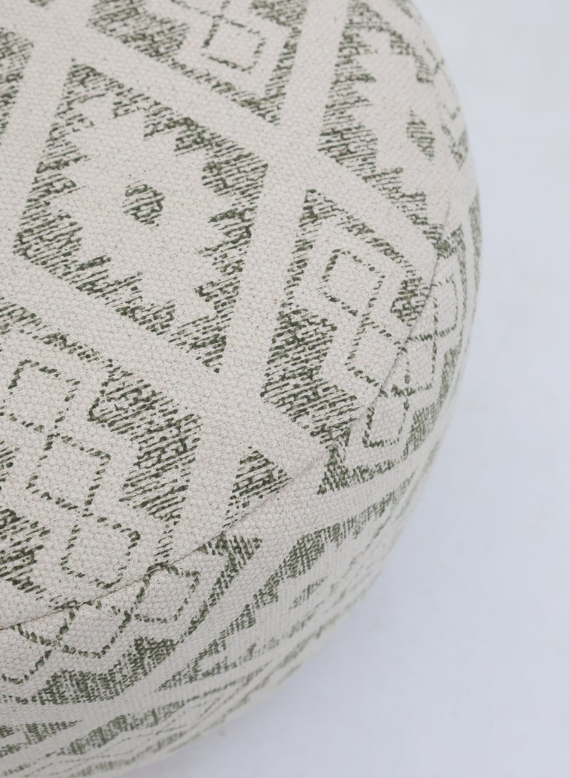 Ramsha Printed grey and white Color home Decor Pouf with handle Cotton seating Pouf– PF-190 pouf for living room  - Image 3