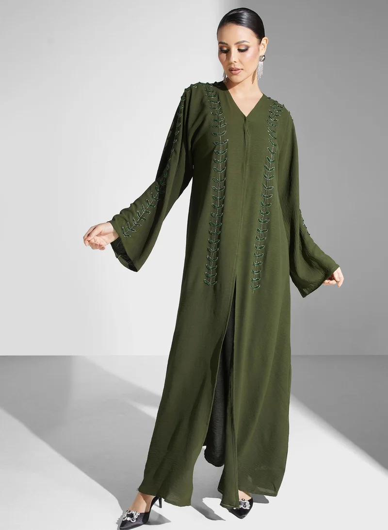 hayas closet Embellished Button Detail Abaya