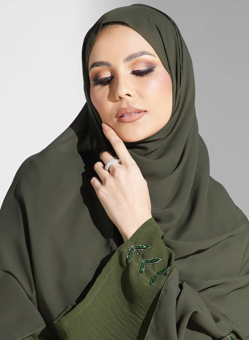 hayas closet Embellished Button Detail Abaya