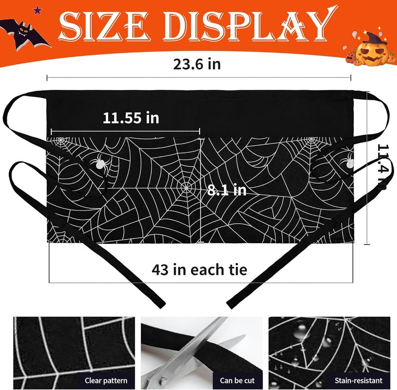 BOHARERS Waist Apron with 3 Pockets - Black Waitress Waiter Server Short Aprons - Image 4