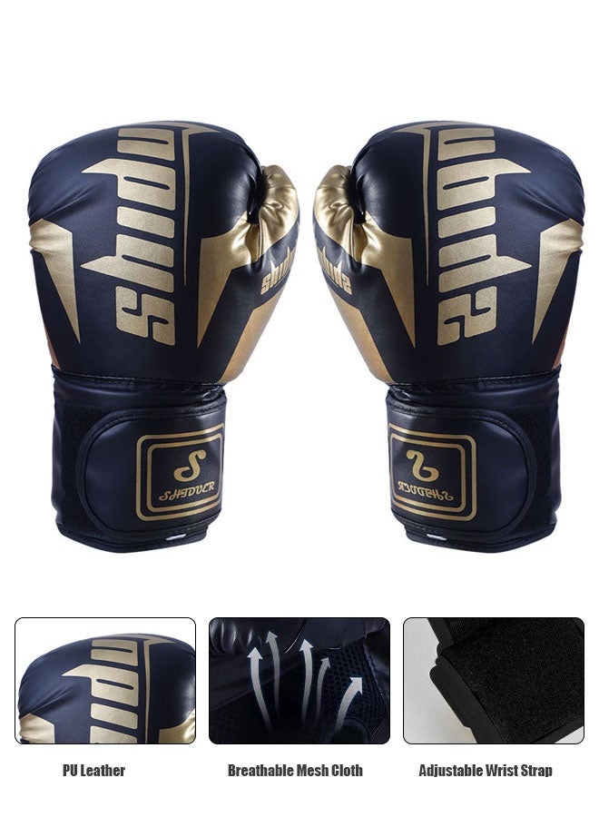 Hanayo Boxing Gloves Set 6oz Children Sports Boxing Gloves Muay Thai Kickboxing Training Gloves Breathable PU Leather Unisex Fighting Sports Boxing Gloves(Black) - Image 5