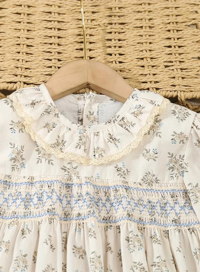 Take Two Take Two Girls Off White Floral Smock Dress