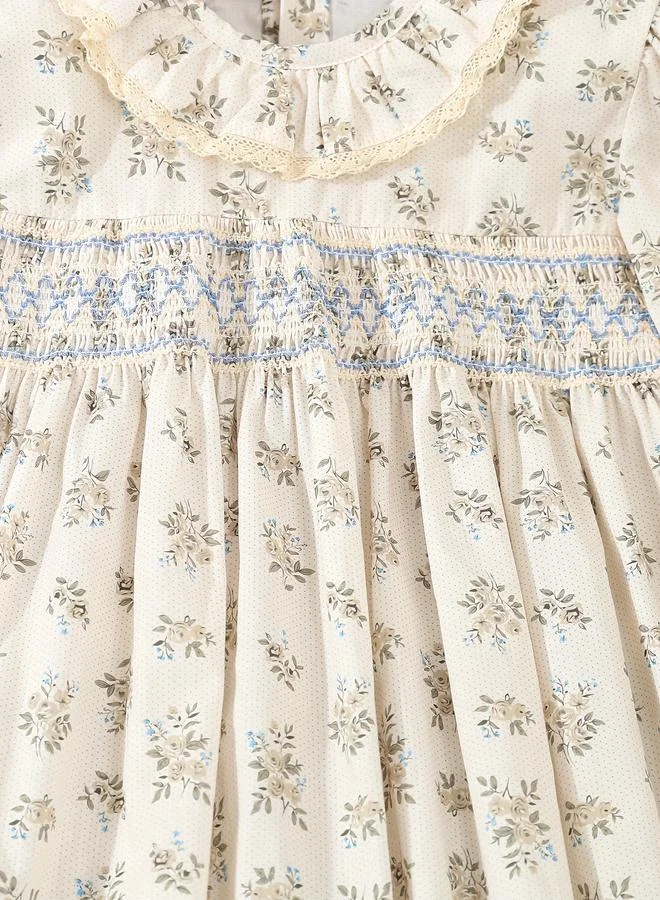 Take Two Take Two Girls Off White Floral Smock Dress