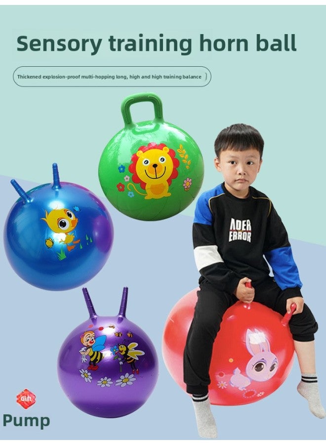 اسم المحتوى ناريلا Hornball Children's Balance Training Equipment Outdoor Kindergarten Home Yoga Toy Activity Sports Equipment-Color:With Handle Diameter 50cm Random Color 1 ID1 Pedal Air Cylinder - Image 2